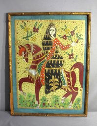 Middle Eastern Glomis Portrait Of Mounted Woman With Ornate Frame
