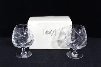 Pair Of Mikasa Crystal Brandy Snifters  6  Slovenia  Original Box