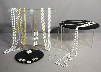 #36--Estate Jewelry Lot Of Vintage Bead Necklaces And Earrings