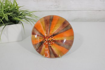 Vintage Bovano Enamel On Copper Plate  Handcrafted Mid-Century Modern Dish  6'