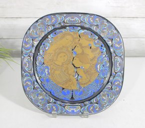 #2-Rosenthal Bjorn Wiinblad 1981 Christmas Plate Glass Weihnachtsteller Germany 11' X 11'