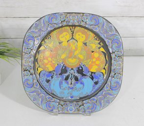 #3-Rosenthal Bjorn Wiinblad 1980 Christmas Plate Glass Weihnachten Germany11' X 11'