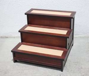 Vintage Wooden 3-Step Library Or Pet Stairs  Storage Drawer