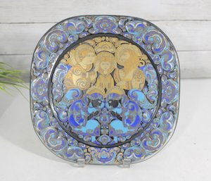 #4-Rosenthal Bjorn Wiinblad 1979 Christmas Plate Holy Family Glass Germany 11' X 11'