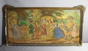 Antique Gilt Frame With Tapestry, Missing Piece To The Frame