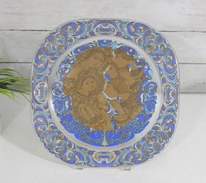 #5-Rosenthal Bjorn Wiinblad 1981 Christmas Plate Glass Weihnachtsteller Germany 11'