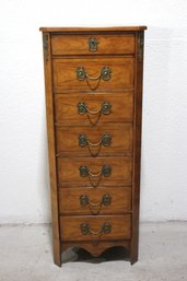 Vintage French Provincial Lingerie Chest  7-Drawer Tallboy With Brass Hardware