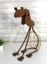 Vintage 23' Metal Wire Dog Sculpture  Rustic Folk Art Canine Decor
