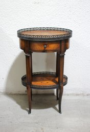 Theodore Alexander Burlwood & Brass Oval Side Table  Elegant French Style
