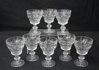 Set Of 8 Vintage Cut Crystal Goblets With Starburst Base