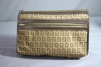 Fendi-inspired Brown Monogram FF Zip Pouch