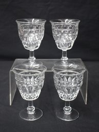 Set Of 4 Elegant Vintage Crystal Goblets With Intricate Cut Design