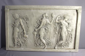 'Toscano European-Style Sculpture: Classical Female Figures Bas-Relief'