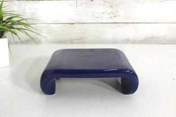 Vintage Dansk Blue Ceramic Stand  Modernist Display Riser 2.5'H X 7.5'W X 6'D