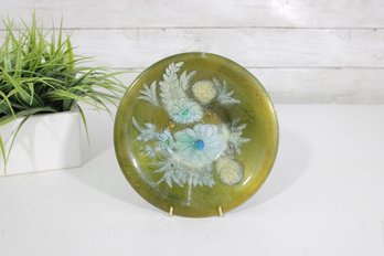 Vintage Sascha Brastoff Enamel On Copper Bowl  Floral Design  Mid-Century Modern  7'