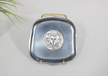 Vintage Sport Munzinger Metal Dish  Art Deco Figural Relief  4.5 X 4.5 Trinket Plate