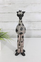Whimsical Giraffe Sculpture Figurine  Crackle Finish Spotted Design, 12.5'