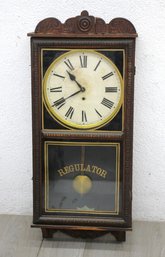 Antique Waterbury Regulator Wall Clock With Ornate Wooden Case - Untested