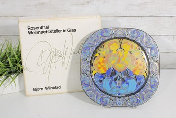 #8-Rosenthal Bjorn Wiinblad 1980 Christmas Plate Glass Weihnachten W/ Box Germany 11.25'