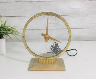 Vintage 1950s Jefferson Golden Hour Mystery Clock  Mid-Century Modern Electric Brass Desk Clock