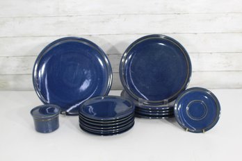 Mix Stoneware Dinnerware Set  Midnight Blue Glaze-( Some Terracraft Plates)
