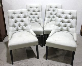 Set Of 4 Tufted Upholstered Dining Chairs  Elegant Design (Needs Cleaning)
