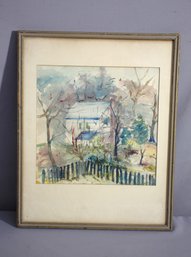 Rustic Charm: Signed Watercolor Landscape