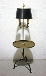 Vintage French Bouillotte Floor Lamp With Tray Table  62 Tall, Brass & Iron
