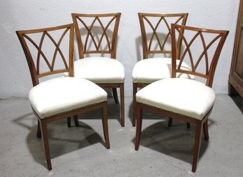 Set Of 4 Vintage Mahogany Dining Chairs  Elegant Lattice Backs, 34.5H