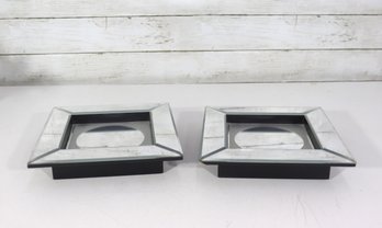 Pair Of Square Beveled Wall Mirrors  Decorative Framed Mirrors  8' X 8'