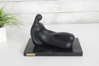 Mid-Century Modern Abstract Female Sculpture On Marble Base  Signed 7' X 10'W X 6'D