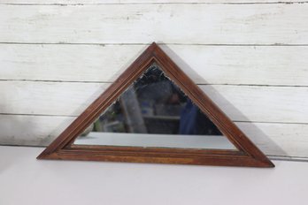 Vintage Triangular Wooden Wall Mirror  Rustic Frame  11' X 21'