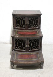Antique Mahogany Library Step Cabinet  3-Tier With Storage, 37.5H