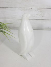 Modern White Ceramic Penguin Figurine Sculpture  Minimalist Decor  8' H