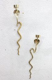 Pair Of Brass Cobra Wall Candle Sconces  Mid Century Modern Style  18' H