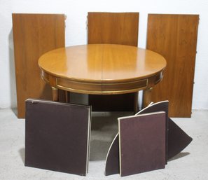 Vintage Expandable Round Dining Table With Leaves  42 Round, Extends With 20 Leaves