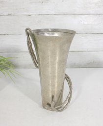 Michael Aram Calla Lily Vase 2003  Hammered Nickelplate With Sculptural Handles  9.5' H