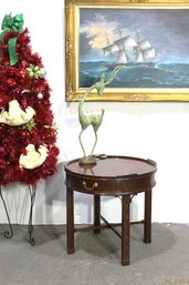 'Vintage Baker Furniture Mahogany Inlaid Drum Table'