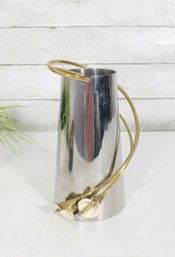 Michael Aram Calla Lily Vase  Nickelplate & Brass With White Enamel  9' H