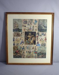 Framed Collage Of Vintage Illustrative Cutouts'