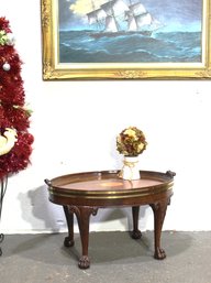 'Vintage Baker Furniture Mahogany Oval Tray Table With Claw Feet'