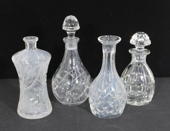 Vintage Cut & Frosted Glass Perfume Bottles  Assorted Lot Of 4  Vanity Decanters