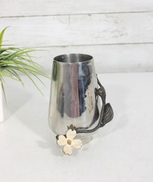 Michael Aram Calla Lily Vase With Original Bag  Nickelplate, Brass & Enamel  5.5 H