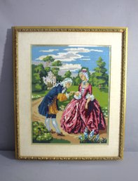 Framed 18th-Century Needlework Scene'