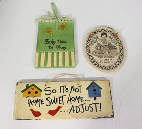Vintage  Wall Signs Lot Of 3 Folk Art Humor Farmhouse Decor