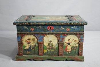 Charming Vintage Dutch Hand-Painted Folk Art Chest