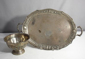 Silver-plated Tray And Bowl