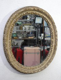 Antique Oval Giltwood Mirror  32H X 26W, Ornate Carved Frame