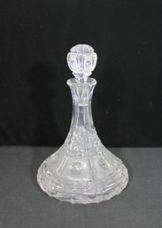 Vintage Cut Crystal Decanter With Stopper  Elegant Faceted Design  11' H