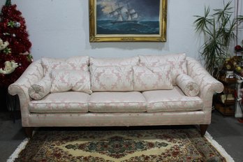 Baker Furniture Traditional Upholstered Sofa In Floral Brocade